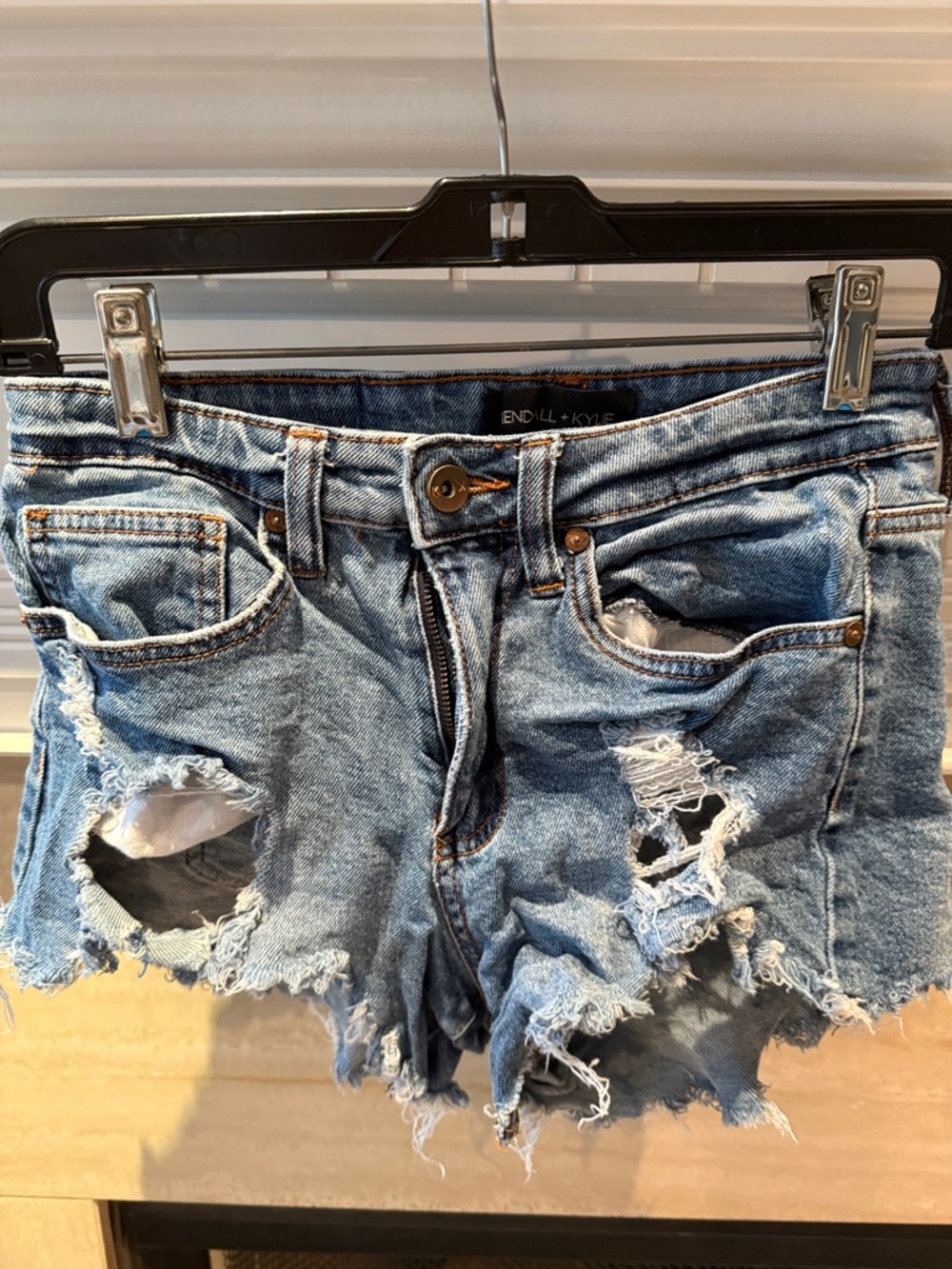 Kendall & Kylie Light Blue Distressed Denim Cutoff Shorts